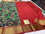 Digital Floral Print Mysore Crepe Saree In Pure Silk With Zari Trim