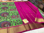 Trendy Traditional Crepe Silk Saree From Mysore With Print And Zari Highlights