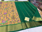 Soft Mysore Silk Saree With Crepe Texture, Printed Design And Zari Work
