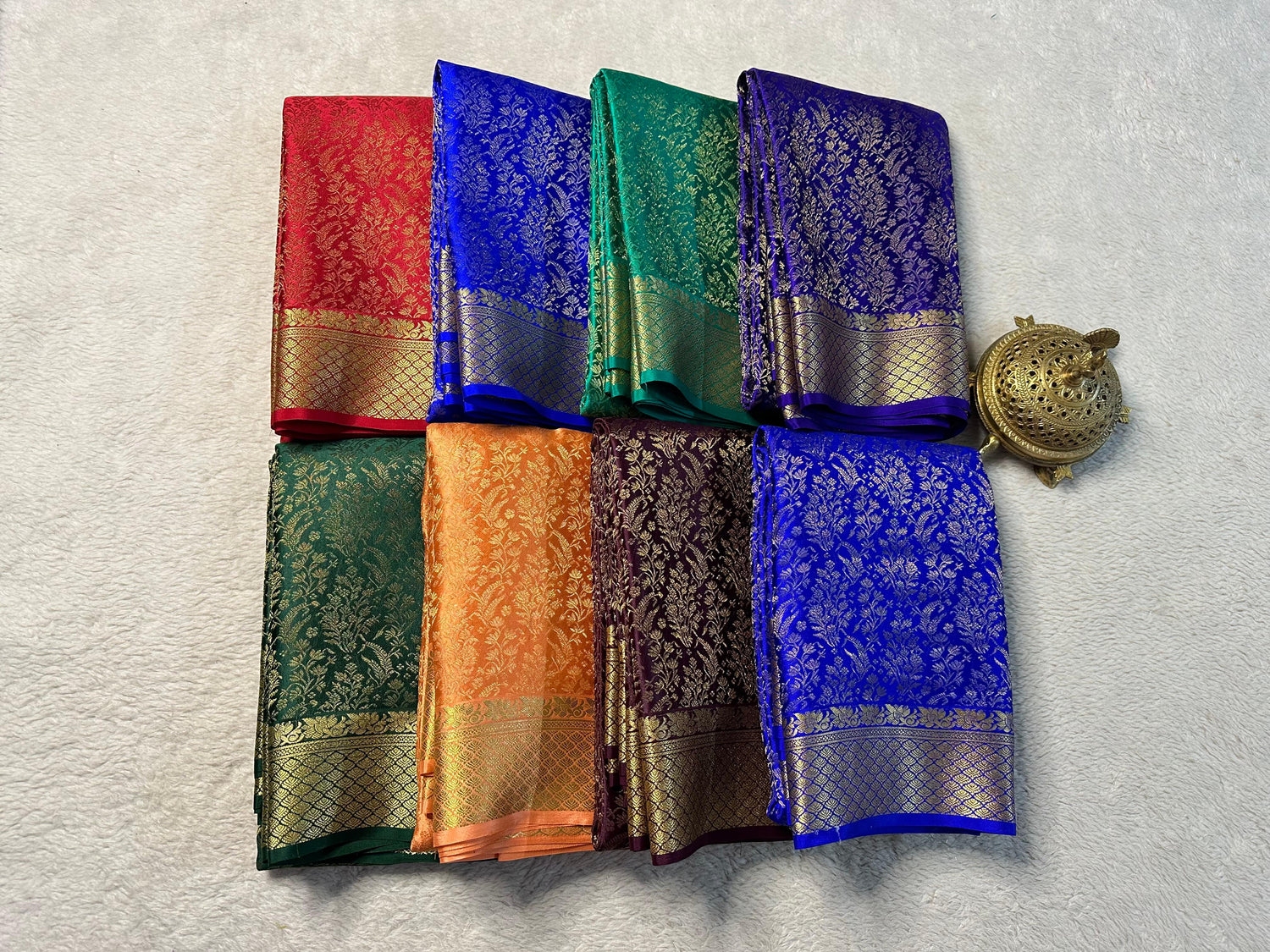 Attractive Traditional Brocade Mysore Silk Zari Weaving Work Saree