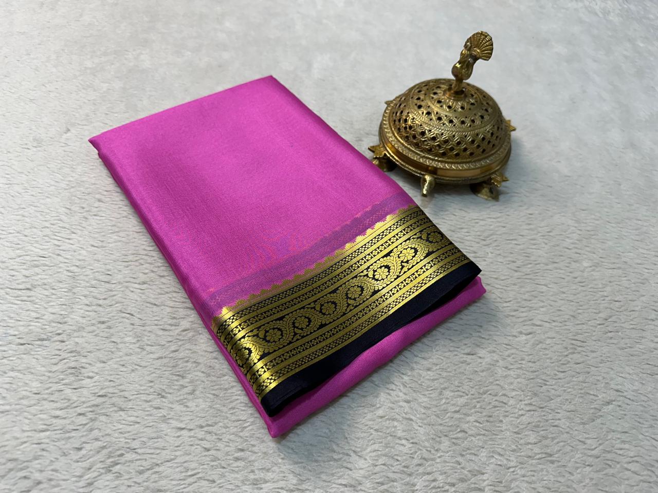 Pure Mysore Rich Pallu Soft Silk pink saree