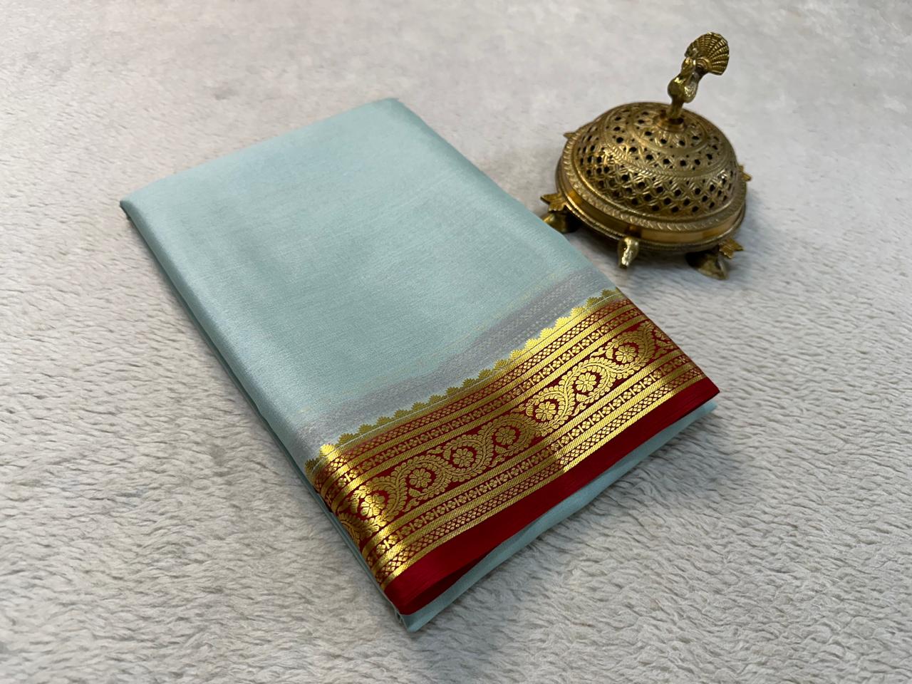 Pure Mysore Rich Pallu Soft Silk sea blue saree