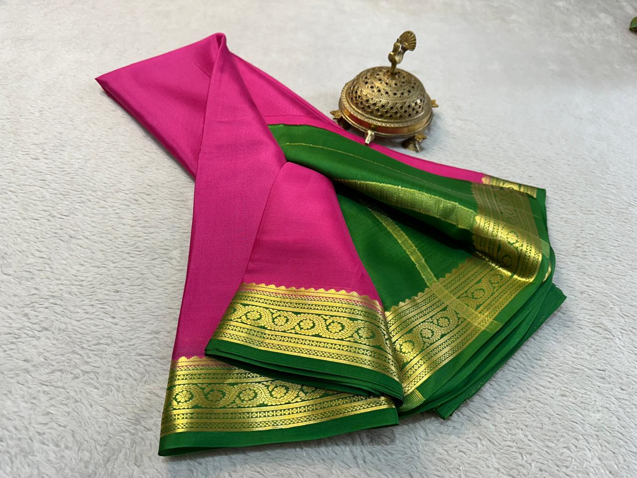 Pure Mysore Rich Pallu Soft Silk pink saree