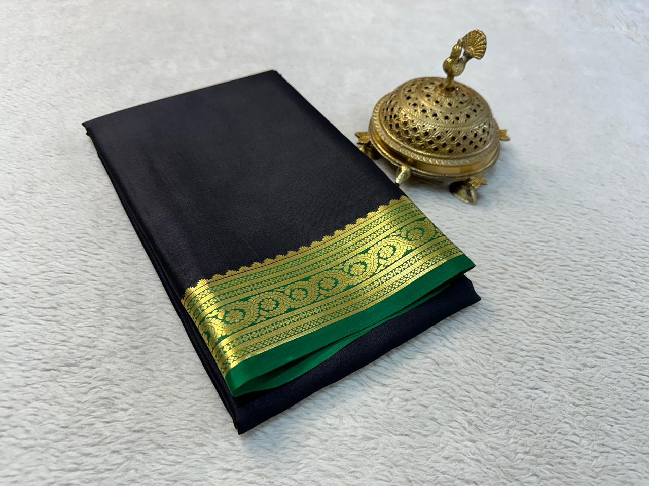 Pure Mysore Rich Pallu Soft Silk black saree
