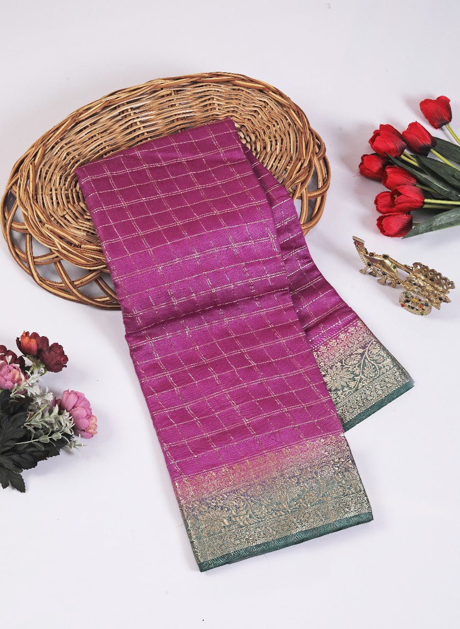 Authentic Handwoven Purple Soft Silk Saree Zari Border Elegance