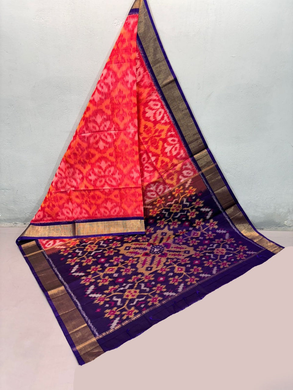 Dark Pink Soft Silk Digital Printed Sico Saree Traditional Handloom Weave
