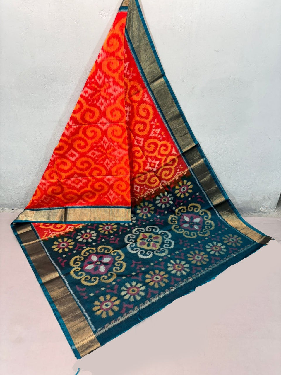 Red Modern Traditional Sico Pattu Saree Digital Silk Weave