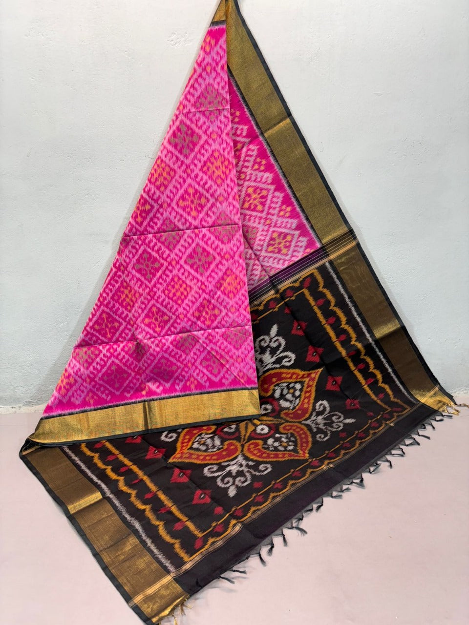 Radiant Pink Sico Pattu Digital Saree Soft Handloom Finish