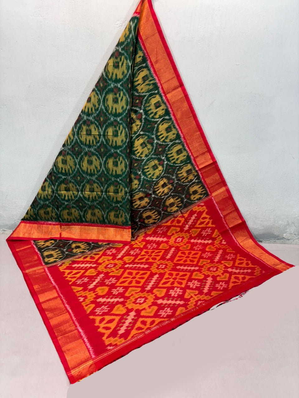 Dark Green Printed Soft Sico Pattu Saree Traditional Digital Silk Weave