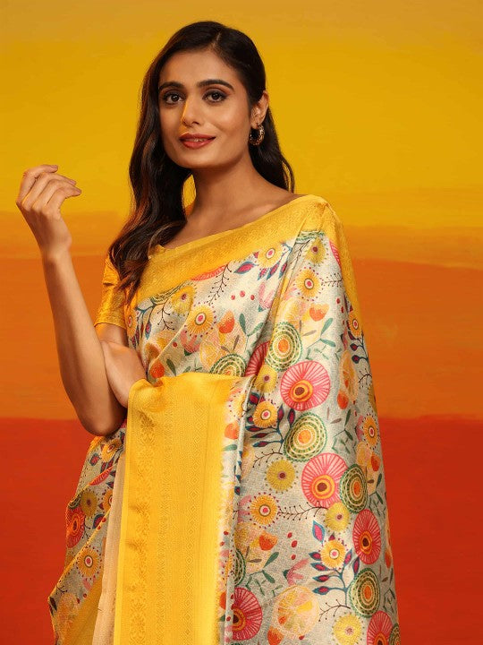 Artful Grace: Softly Draped Digital Dreams in Yellow