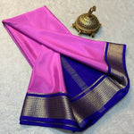 Traditional Mysore Crepe Silk Saree Plain Body With Zari Border Work