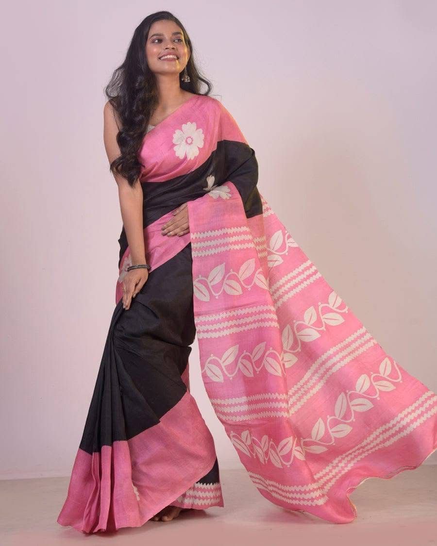 Floral Elegance Pure Silk Saree With Fancy Touch Traditional WomenS Wear