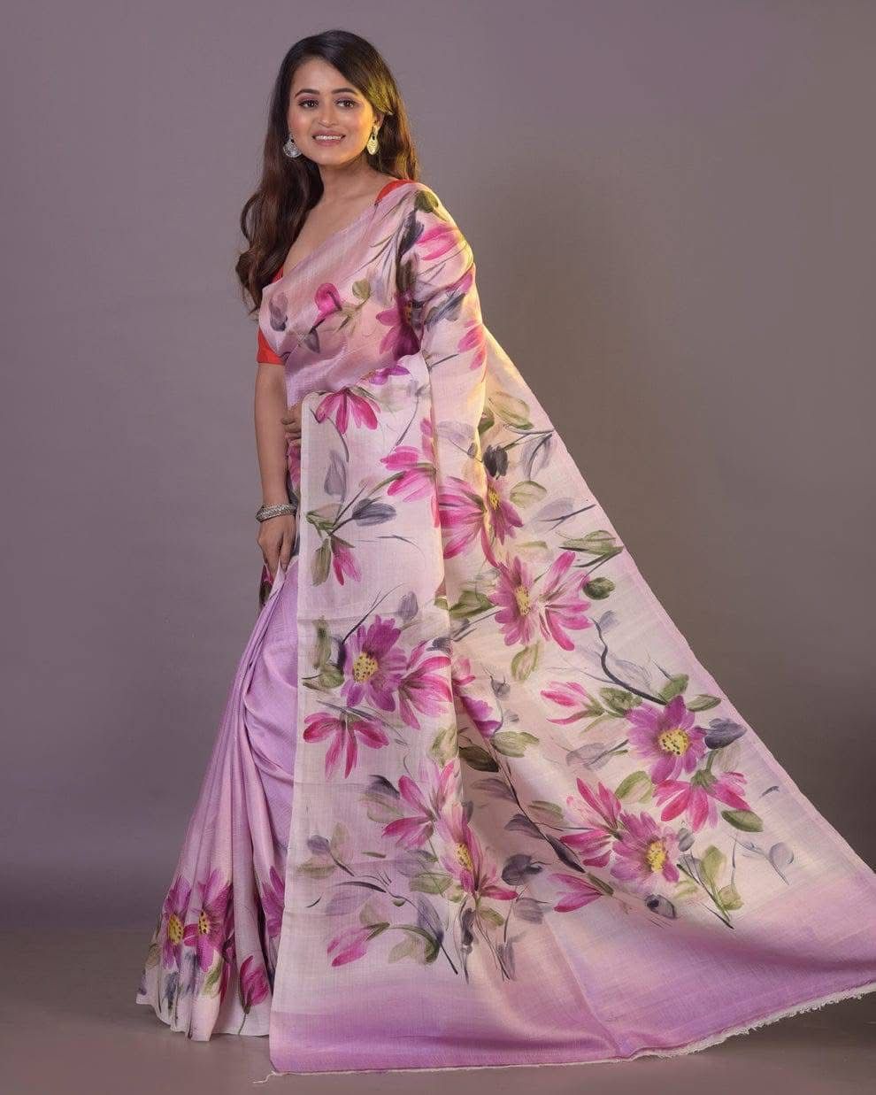 Floral Majesty: Timeless Beauty in Pure Silk Saree