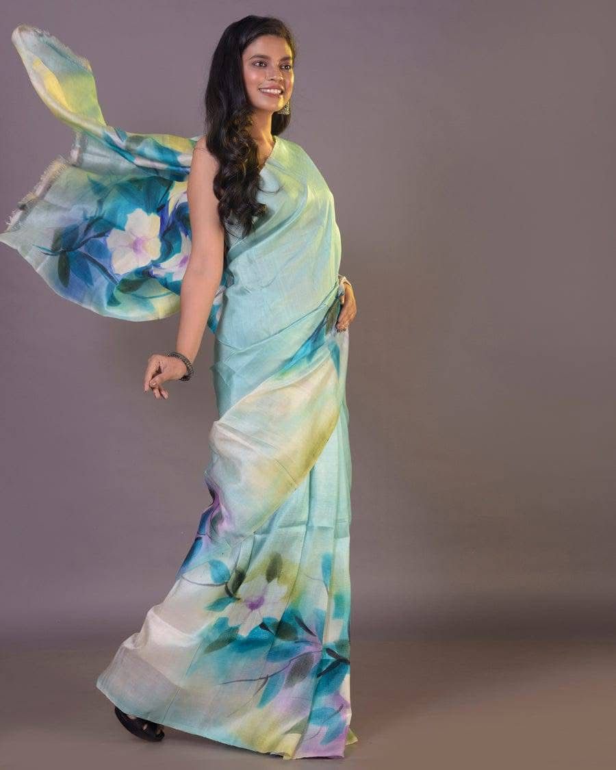 Artistic Handprinted Saree In Pure Silk Festive Collection Special