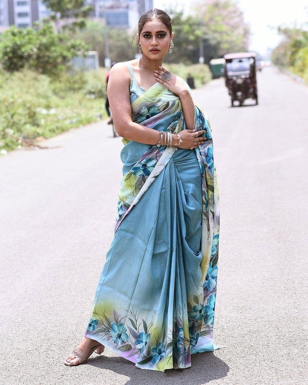 Luxury Handprinted Pure Silk Saree With Traditional Flair