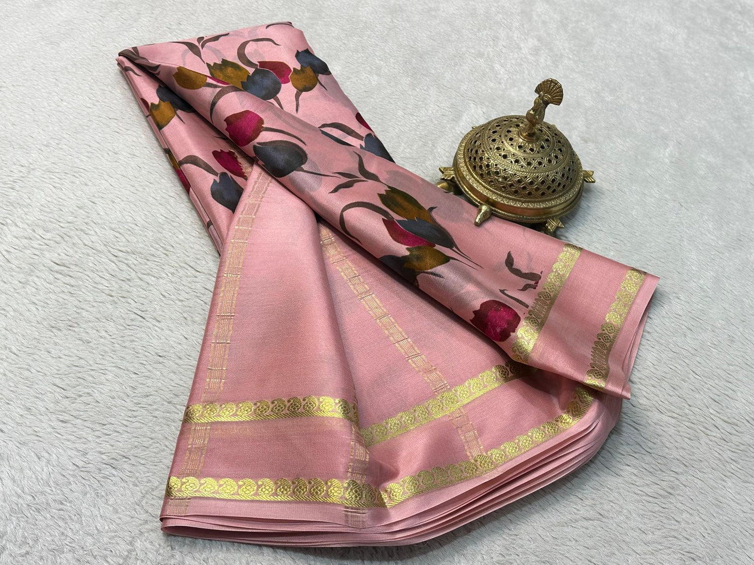 Ethnic Wear Mysore Crepe Silk Printed Saree Perfect For Festivals And Parties