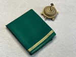 Festive Ready Green Mysore Crepe Plain Silk Saree With Ornate Zari Border