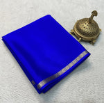 Graceful Plain Mysore Crepe Saree In Royal Blue With Heritage Zari Border Work