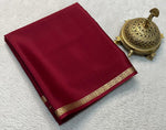 Traditional Mysore Crepe Silk Saree In Maroon With Classic Zari Edging