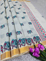 Woven Dreams: Kerala Linen Sarees with Jari Finish
