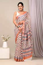 Traditional Linen Saree With Contemporary Printed Look And Designer Blouse