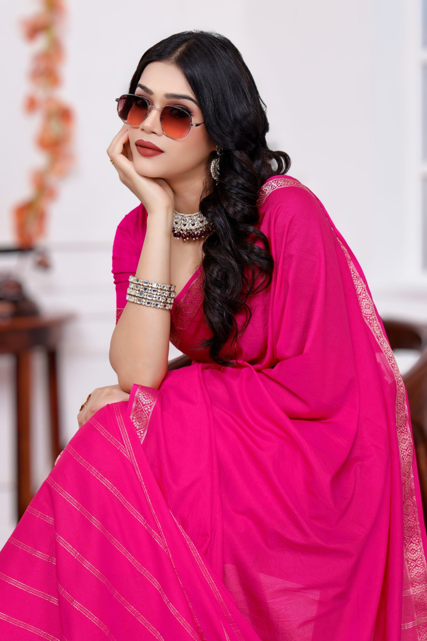 Stylish Traditional Mysore Crepe Silk Saree