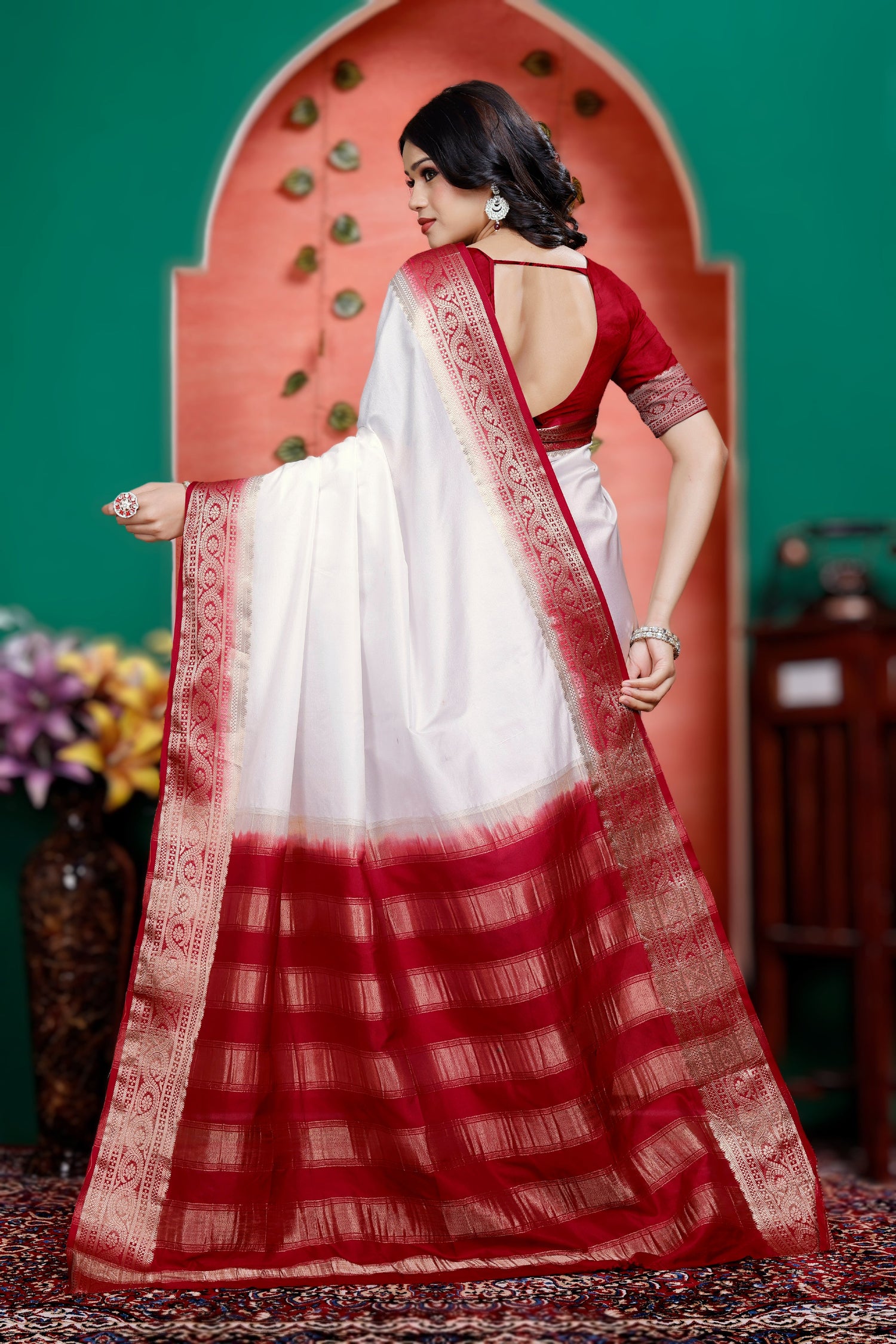 Soft Mysore Silk Crepe Saree In Plain Style