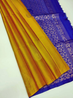Luxury Yellow Kanchipuram Silk Saree Traditional Art In Weaving