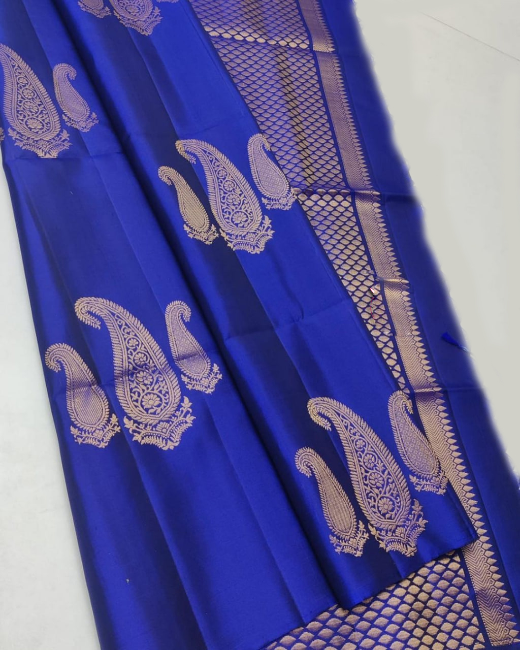Blue Kanjivaram Pure Silk Saree Zari Woven Traditional Ethnic Wear