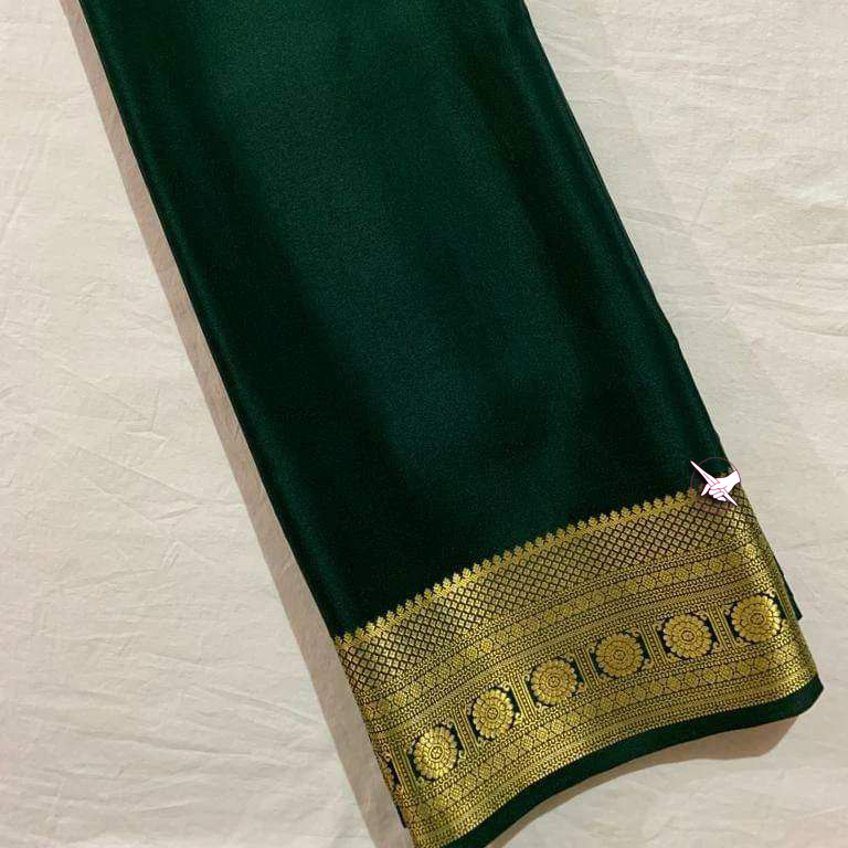 Vibrant Green Mysore Silk Saree With Fancy Zari Work And Blouse Piece