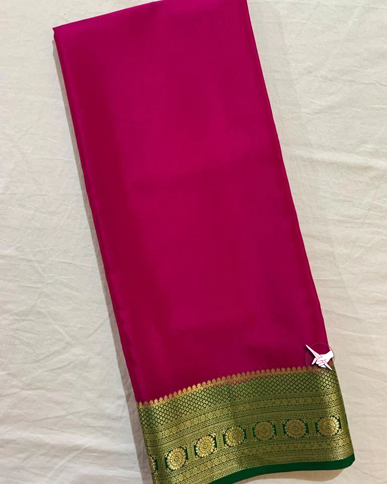 Heritage Pink Mysore Silk Saree For Occasions With Modern Blouse