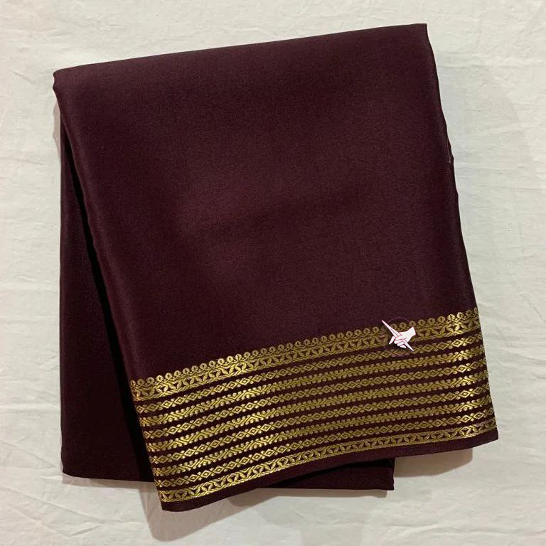 Trendy Maroon Festive Wear Saree In Soft Mysore Silk With Contrast Blouse