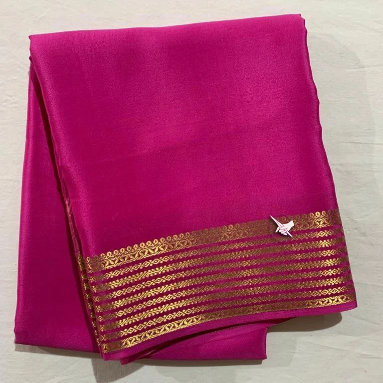 Rich Pink Zari Woven Mysore Silk Saree With Fashionable Blouse Piece