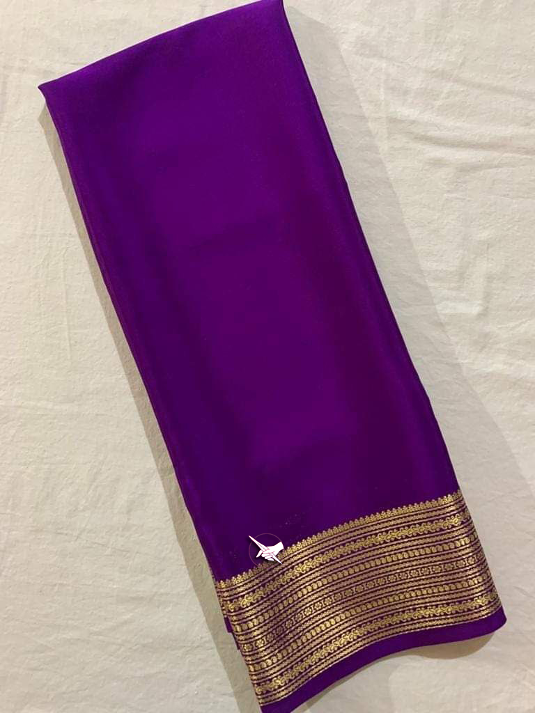 Lustrous Purple Mysore Silk Saree With Elegant Zari And Designer Blouse Piece