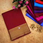 Gorgeous Red Traditional Mysore Crepe Silk Zari Work Saree