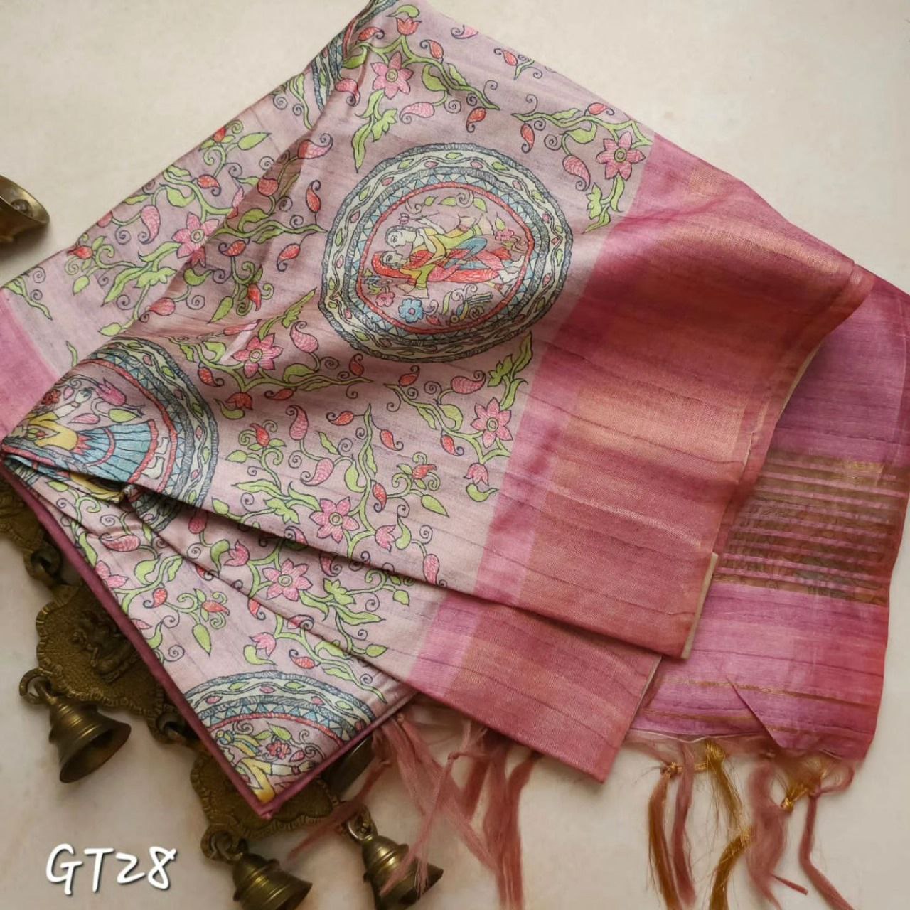 Kalamkari Art Printed Handloom Saree In Smooth Soft Silk Finish