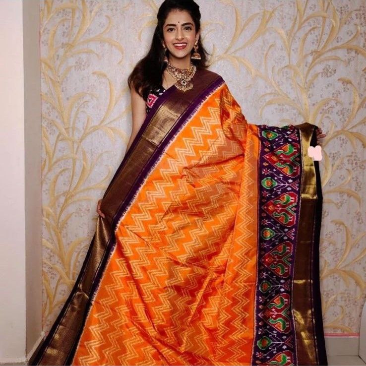 Soft Silk Traditional Saree With Eye Catching Ikkat Digital Patterns