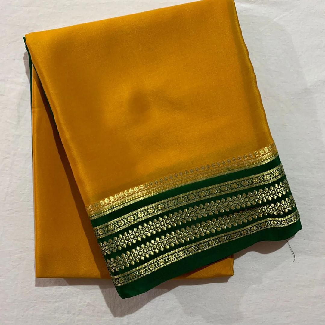 Beautiful Pure Mysore silk sarees having elegant contrast border