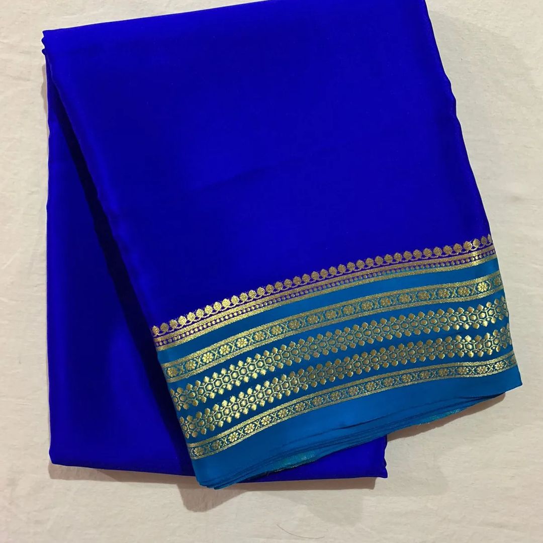 Beautiful Pure Mysore silk sarees having elegant contrast border