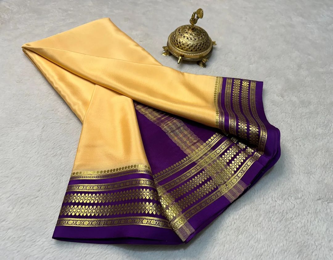 Beautiful Pure Mysore silk sarees having elegant contrast border