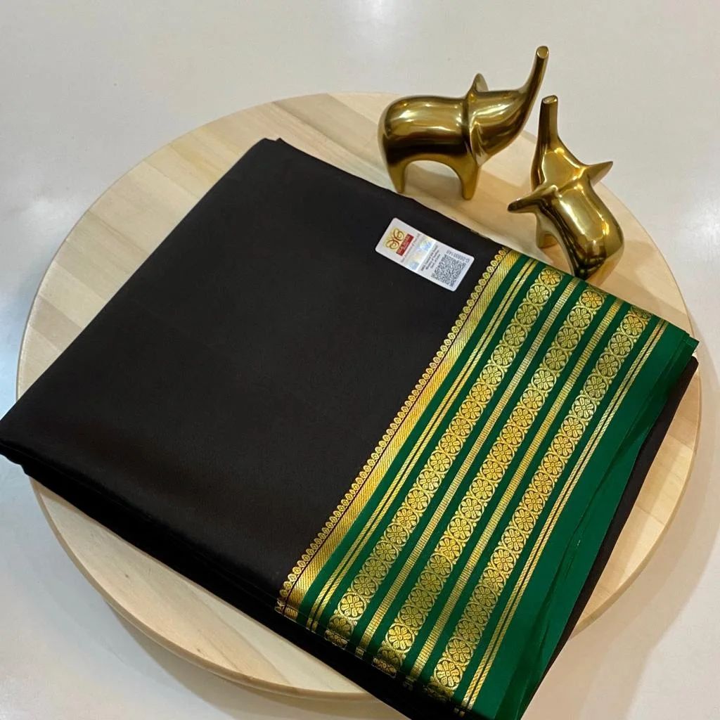 Beautiful Pure Mysore silk sarees having elegant contrast border