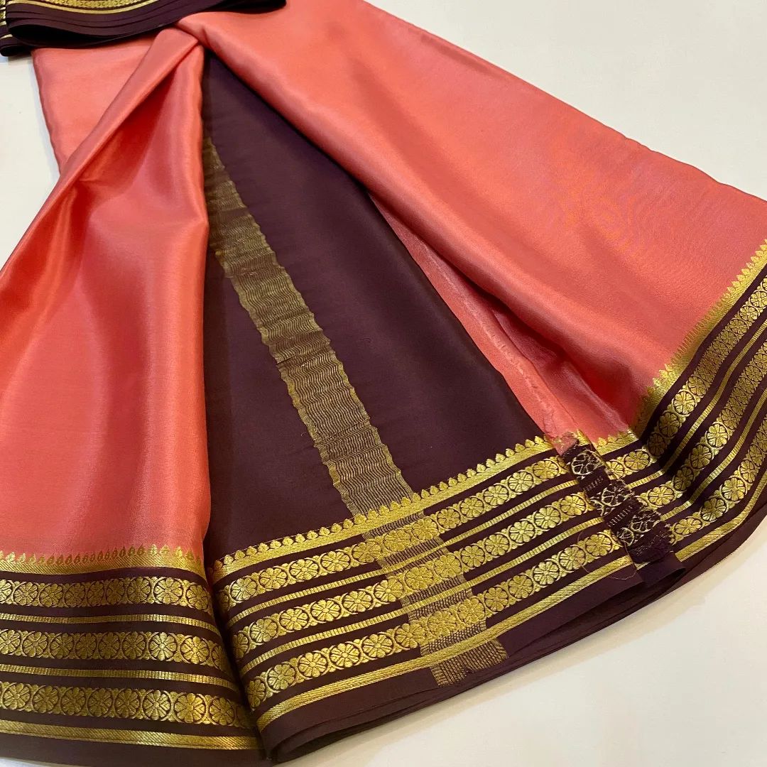 Beautiful Pure Mysore silk sarees having elegant contrast border