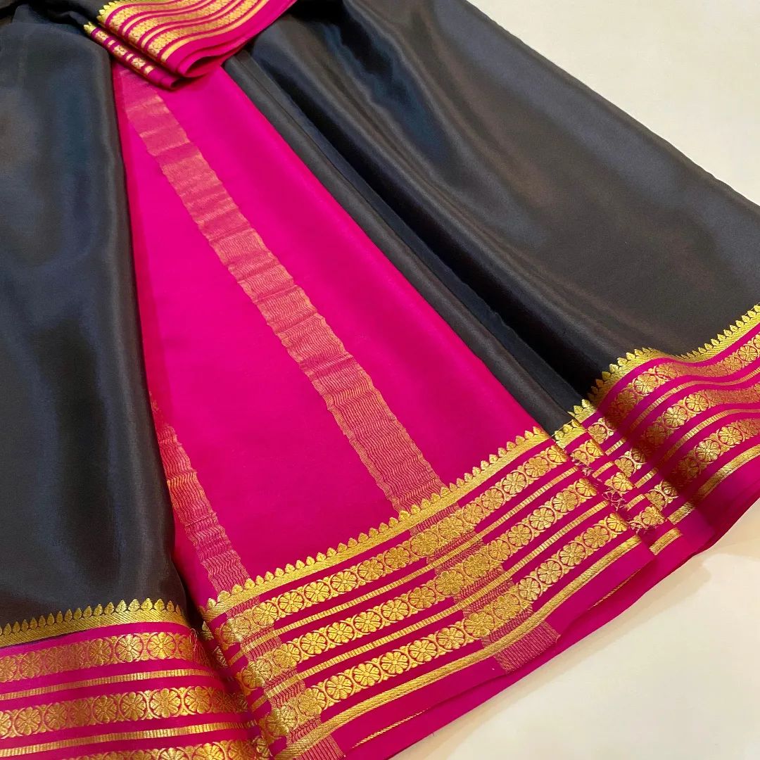 Beautiful Pure Mysore silk sarees having elegant contrast border