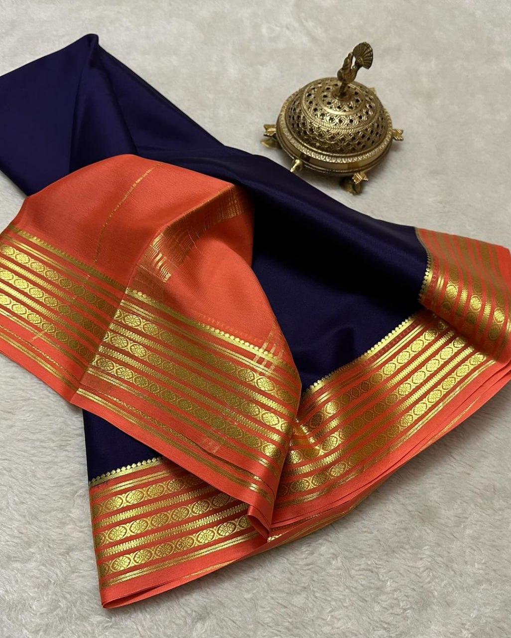 Beautiful Pure Mysore silk sarees having elegant contrast border