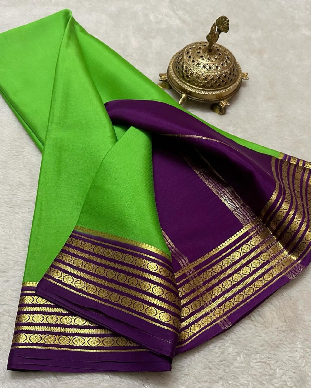 Beautiful Pure Mysore silk sarees having elegant contrast border