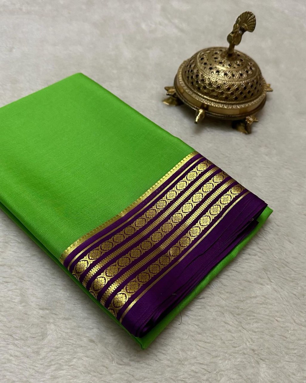 Beautiful Pure Mysore silk sarees having elegant contrast border