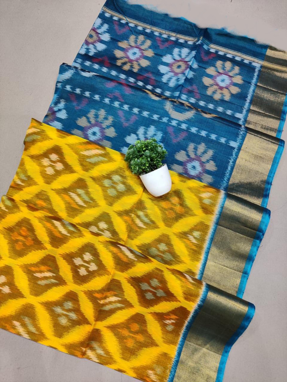 South Indian Traditional Ikkat Soft Silk Saree For Puja