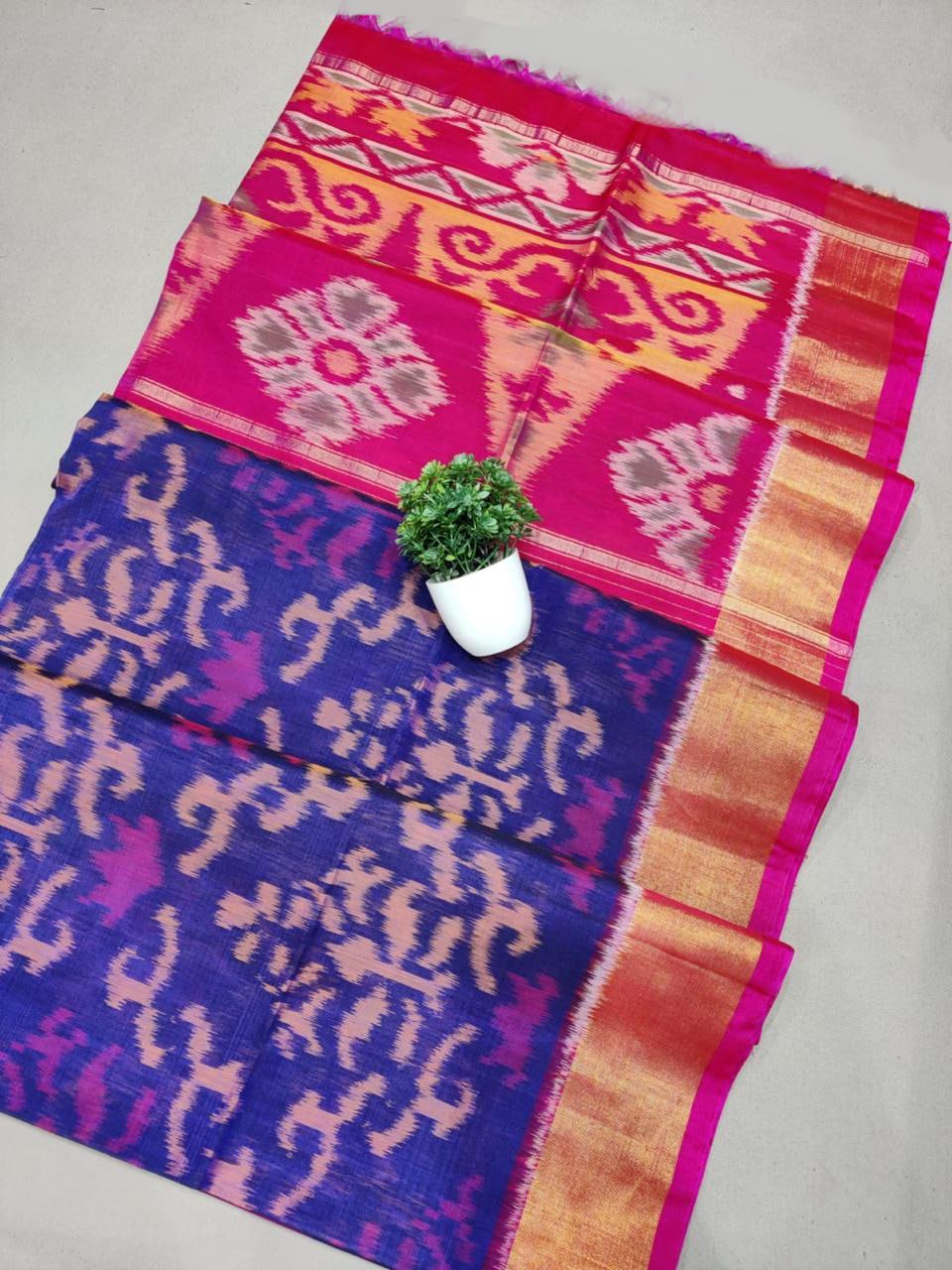 Designer Ikkat Print Soft Silk Saree Perfect For Celebrations