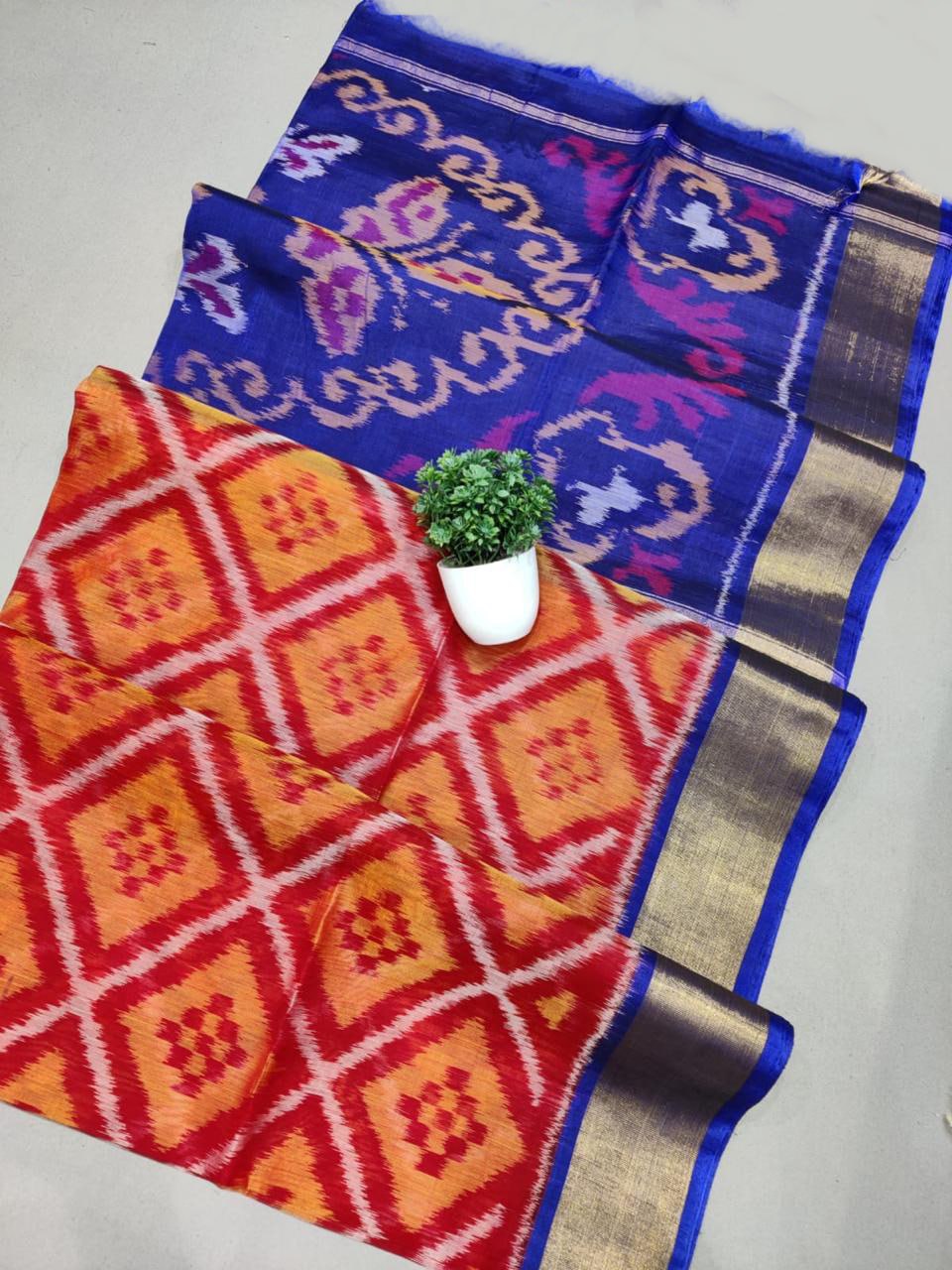 Premium Soft Silk Saree With Pochampally Ikat Print Design