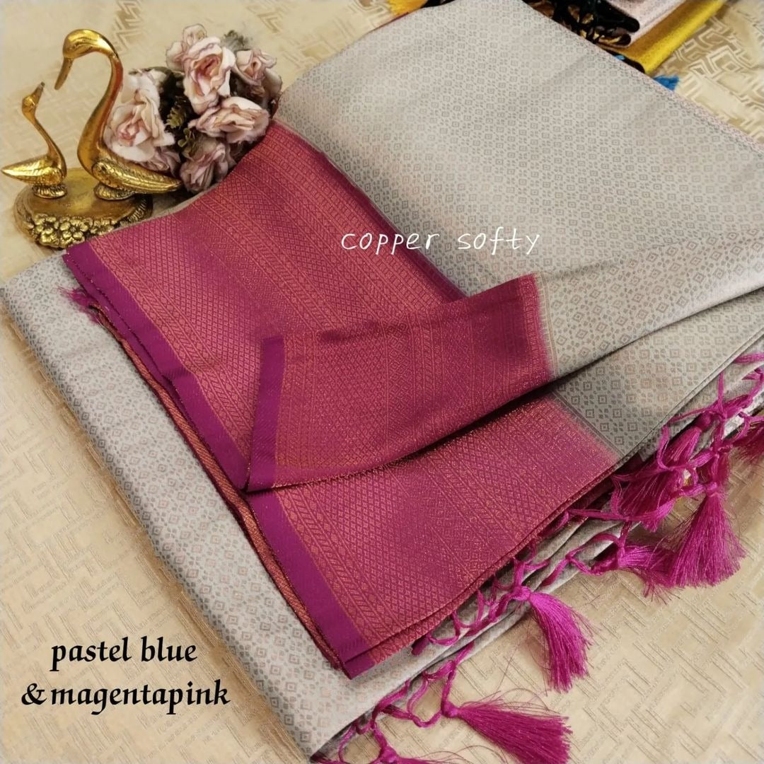 Beautiful Pink And Silver Rich And Soft Kubera Silk Saree